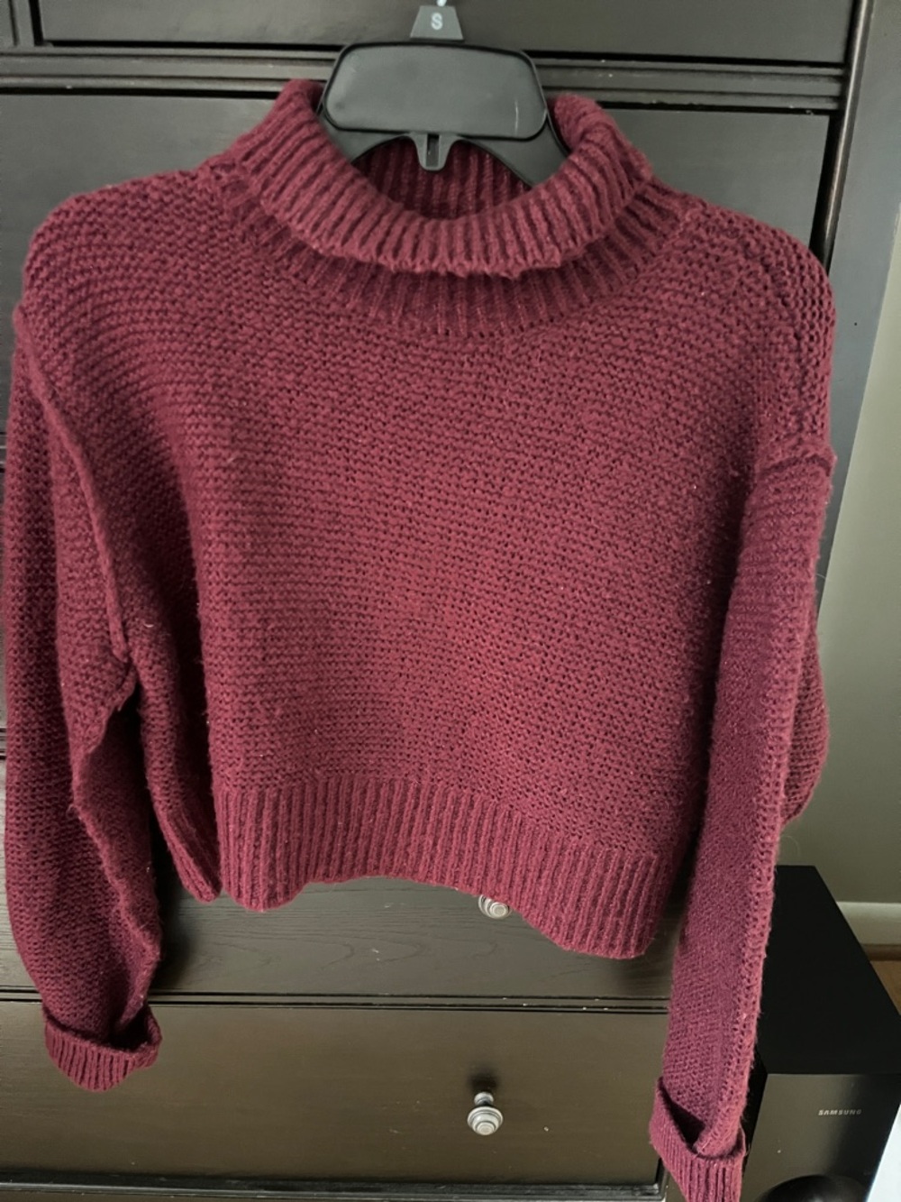 Elodie Burgundy Cropped Turtleneck Sweater